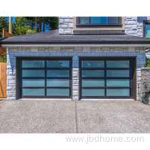 Aluminum material frosted glass modern black garage door